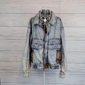 Horizon Outerwear Vintage 80s Acid Washed Denim Jacket Mens Size L